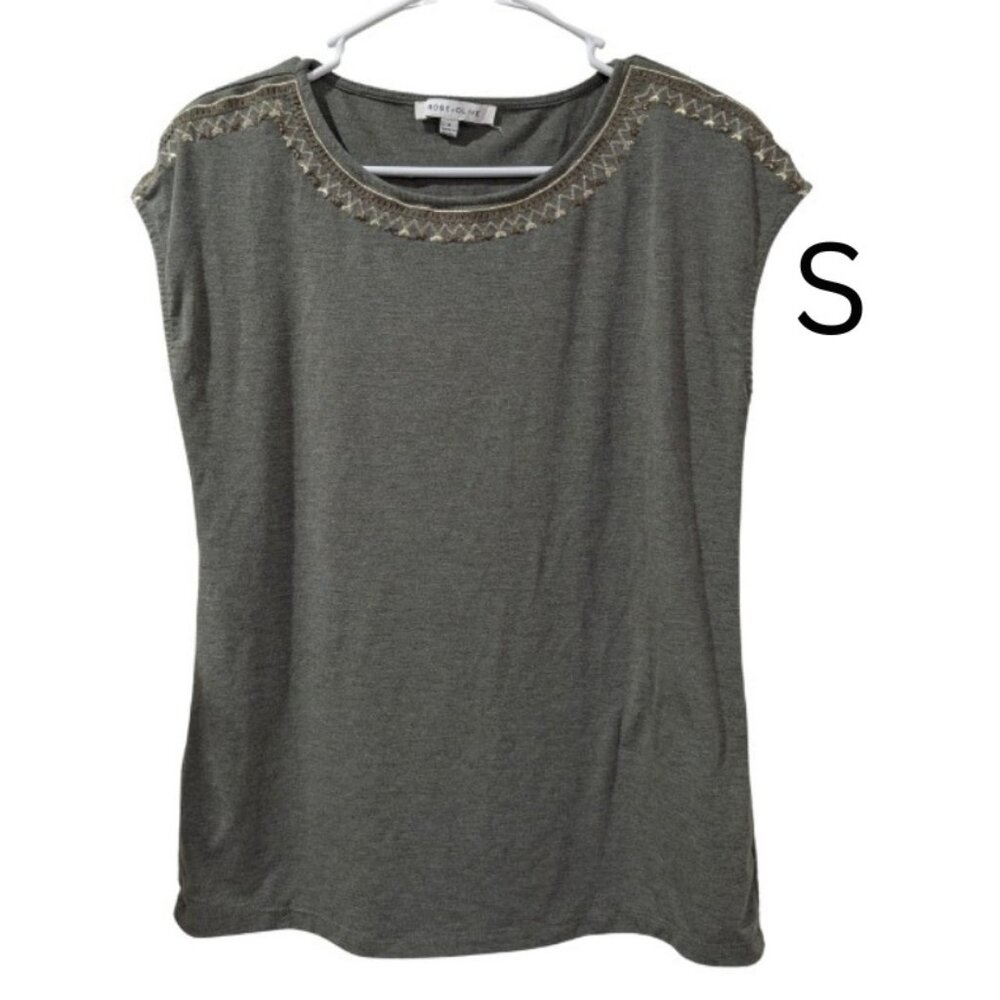 Allison Taylor Hunter Green Blouse with Embellished Neckline